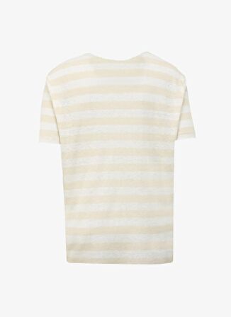 Fabrika Bisiklet Yaka Çizgili Bej Erkek T-Shirt F4SM-TST 0245