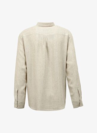 Fabrika Regular Fit Düğmeli Yaka Armürlü Bej Erkek Gömlek F4SM-GML 0709