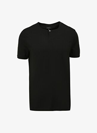 Fabrika Bisiklet Yaka Düz Siyah Erkek T-Shirt F4SM-TST 0717