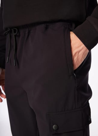 Fabrika Lastikli Bel Normal Paça Siyah Erkek Chino Pantolon F4SM-PNT 0745
