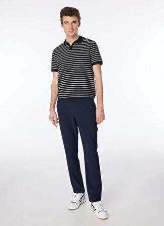 Fabrika Lastikli Bel Duble Paça Lacivert Erkek Chino Pantolon F4SM-PNT 0777