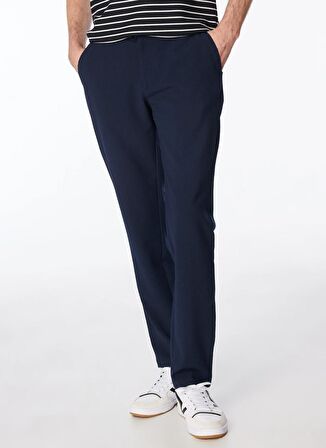 Fabrika Lastikli Bel Duble Paça Lacivert Erkek Chino Pantolon F4SM-PNT 0777