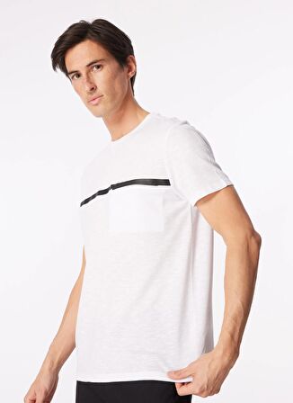 Fabrika Bisiklet Yaka Baskılı Beyaz Erkek T-Shirt F4SM-TST 0941