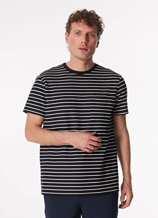 Fabrika Bisiklet Yaka Çizgili Lacivert Erkek T-Shirt F4SM-TST 0259