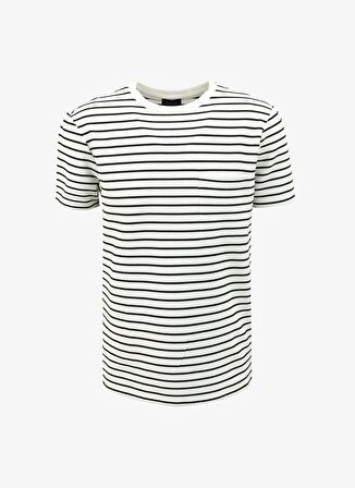 Fabrika Bisiklet Yaka Çizgili Beyaz Erkek T-Shirt F4SM-TST 0259
