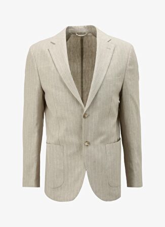 Fabrika Slim Fit Bej Erkek Çizgili Ceket F4SM-CKT 0729