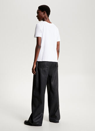 Tommy Hilfiger Bisiklet Yaka Baskılı Beyaz Kadın T-Shirt WW0WW40276YCF