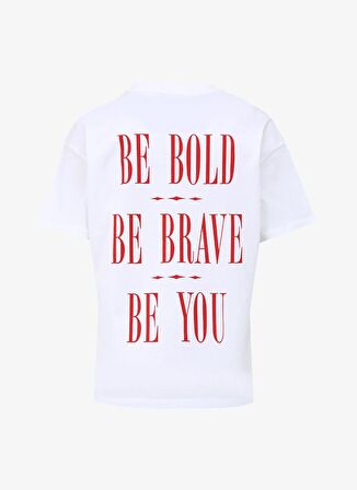 Fabrika Beyaz Kadın Bisiklet Yaka Basic T-Shirt F4SL-TST0358