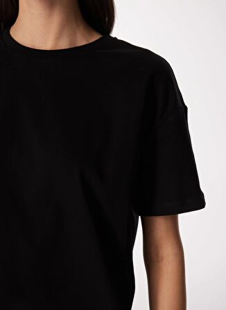 Fabrika Bisiklet Yaka Baskılı Siyah Kadın T-Shirt F4SL-TST0743