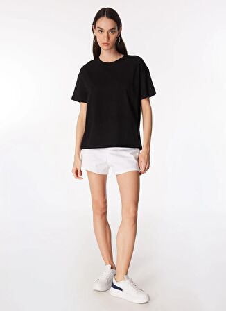Fabrika Bisiklet Yaka Baskılı Siyah Kadın T-Shirt F4SL-TST0743