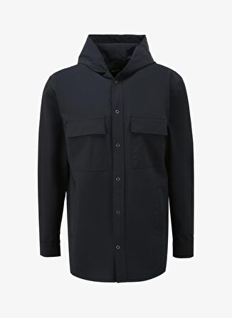 Fabrika Loose Fit Kapüşon Yaka Düz Lacivert Erkek Gömlek F4SM-GML 0113