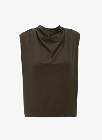 Fabrika Haki Kadın Degaje Yaka Basic Bluz F4SL-BLZ0493