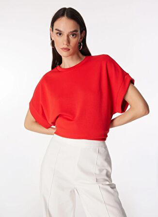 Fabrika Bisiklet Yaka Düz Kırmızı Kadın Sweatshırt F4SL-SWT0650