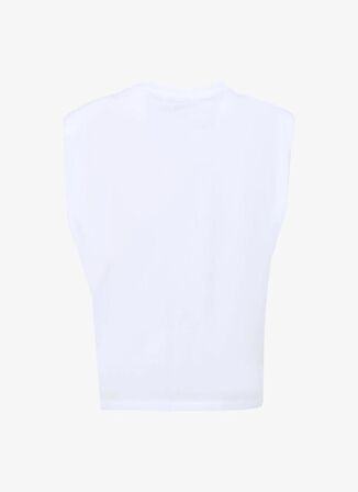 Fabrika Kırık Beyaz Kadın Bisiklet Yaka Geniş Fit T-Shirt F4SL-TST0328