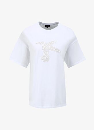 Fabrika Kırık Beyaz Kadın Bisiklet Yaka Loose Fit T-Shirt F4SL-TST0327