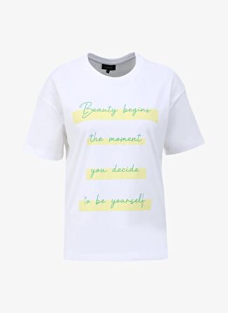 Fabrika Beyaz Kadın Bisiklet Yaka Basic T-Shirt F4SL-TST0911