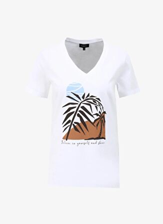 Fabrika Beyaz Kadın V Yaka Basic T-Shirt F4SL-TST0354