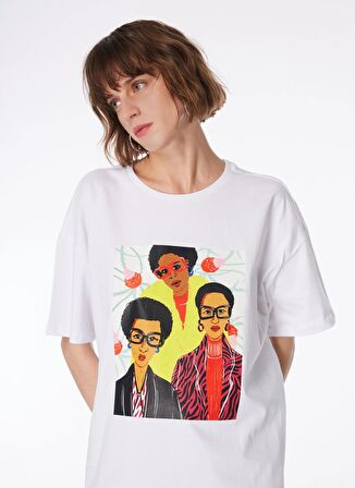 Fabrika Kırık Beyaz Kadın Bisiklet Yaka Basic T-Shirt F4SL-TST0207