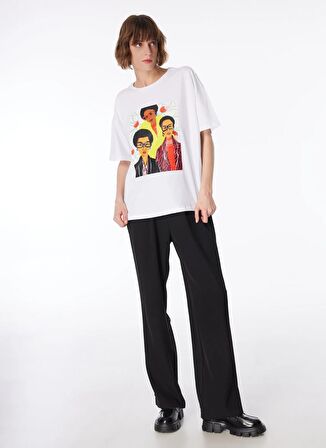 Fabrika Kırık Beyaz Kadın Bisiklet Yaka Basic T-Shirt F4SL-TST0207