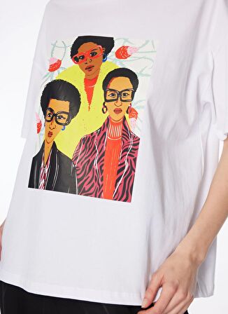 Fabrika Kırık Beyaz Kadın Bisiklet Yaka Basic T-Shirt F4SL-TST0207