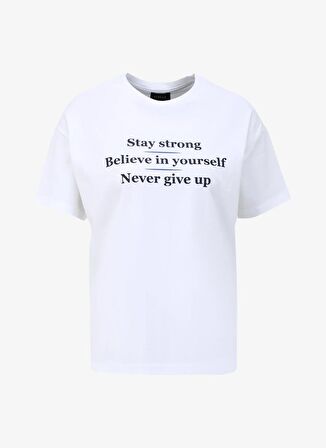 Fabrika Beyaz Kadın Bisiklet Yaka Basic T-Shirt F4SL-TST0752