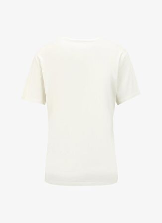 Kırık Beyaz Kadın V Yaka Basic T-Shirt FC4SL-TST0251