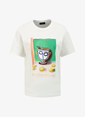 Fabrika Kırık Beyaz Kadın Bisiklet Yaka Basic T-Shirt F4SL-TST0627