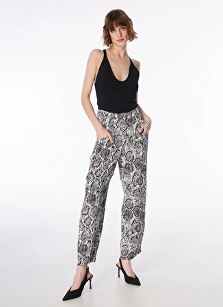 Fabrika Normal Bel Bol Kesim Siyah - Çok Renkli Kadın Pantolon F4SL-PNT0828