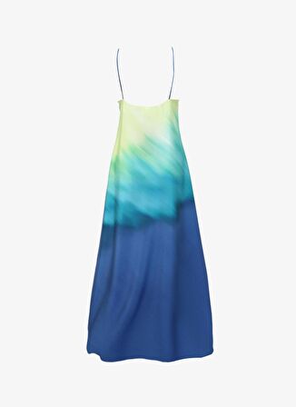 Fabrika V Yaka Batik Çok Renkli Maksi Kadın Elbise F4SL-ELB0833