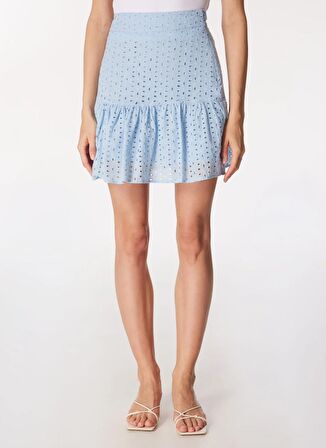 Fabrika Normal Bel Mavi Kadın Güpür Mini Etek F4SL-ETK0818