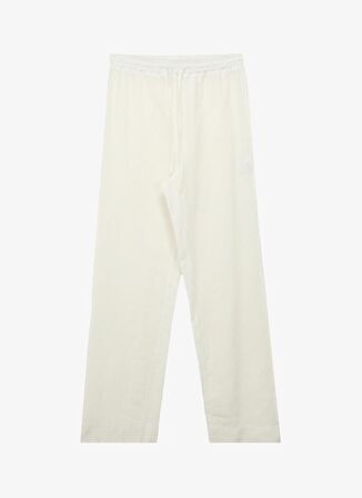 Fabrika Lastikli Bel Bol Kesim Beyaz Kadın Pantolon F4SL-PNT0840