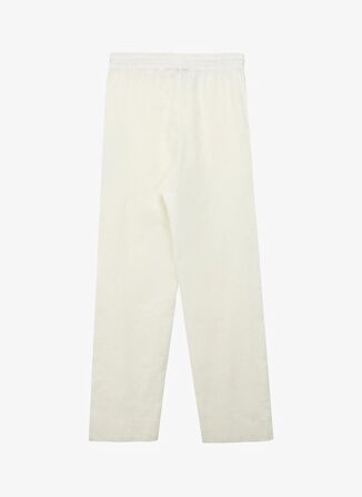 Fabrika Lastikli Bel Bol Kesim Beyaz Kadın Pantolon F4SL-PNT0840