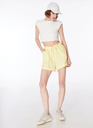 Fabrika Lastikli Bel Basic Sarı Kadın Şort F4SL-SHT0844