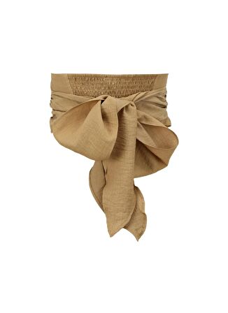 Fabrika Kalp Yaka Düz Deve Tüyü Kadın Bluz F4SL-BLZ0849