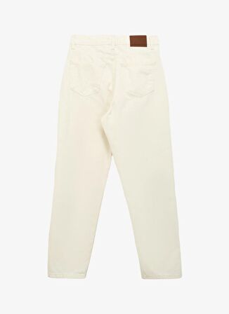Fabrika Yüksek Bel Normal Paça Mom Fit Kırık Beyaz Kadın Denim Pantolon F4SL-PNT0343