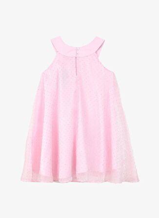 Barbie Pembe Kız Çocuk Bisiklet Yaka Regular Fit Simli Elbise BRB4SG-ELB6005