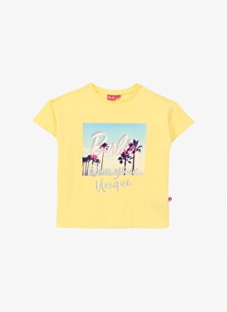 Barbie Baskılı Sarı Kız Çocuk T-Shirt BRB4SG-TST6006