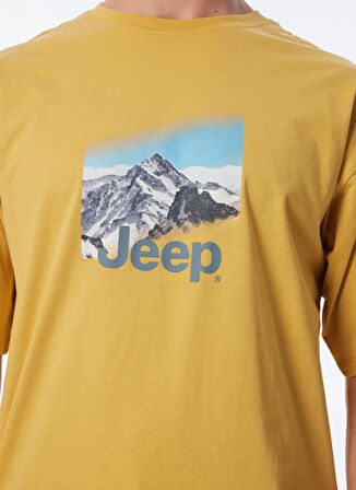 Jeep Hardal Erkek Bisiklet Yaka Loose Fit Baskılı T-Shirt C4SM-TST4607