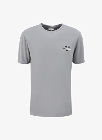 Jeep Gri Erkek Bisiklet Yaka Relaxed Baskılı T-Shirt C4SM-TST4609