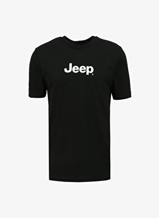 Jeep Siyah Erkek Bisiklet Yaka Baskılı T-Shirt J4SM-TST7246