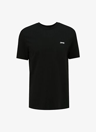 Jeep Siyah Erkek Bisiklet Yaka Baskılı T-Shirt J4SM-TST7245