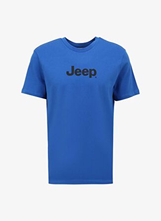 Jeep Mavi Erkek Bisiklet Yaka Baskılı T-Shirt J4SM-TST7246