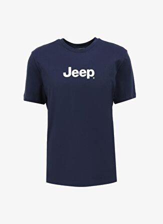 Jeep Bisiklet Yaka Baskılı Lacivert Erkek T-Shirt J4SM-TST7246