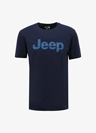 Jeep Lacivert Erkek Bisiklet Yaka Relaxed Baskılı T-Shirt J4SM-TST7256