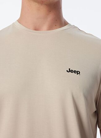 Jeep Bej Erkek Bisiklet Yaka Relaxed T-Shirt J4SM-TST7243