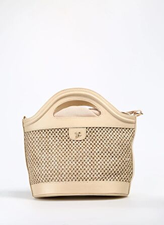 Fabrika Bej Kadın 30x19x12 cm Çapraz Çanta STRAW-GRIM