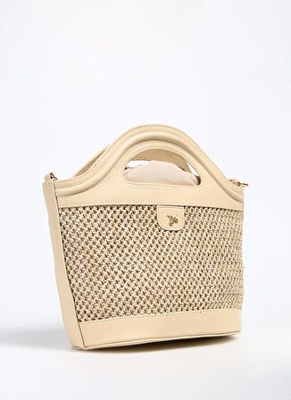 Fabrika Bej Kadın 30x19x12 cm Çapraz Çanta STRAW-GRIM