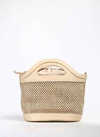 Fabrika Bej Kadın 30x19x12 cm Çapraz Çanta STRAW-GRIM
