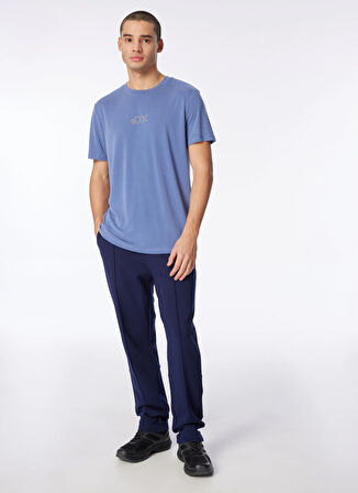Discovery Expedition İndigo Erkek Bisiklet Yaka Relaxed Baskılı T-Shirt D4SM-TST3282