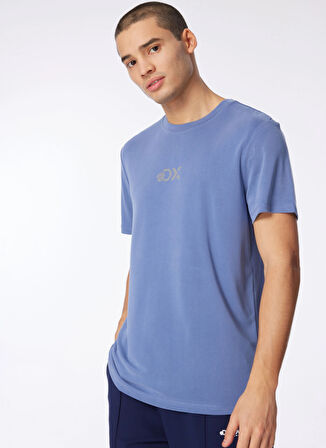 Discovery Expedition İndigo Erkek Bisiklet Yaka Relaxed Baskılı T-Shirt D4SM-TST3282